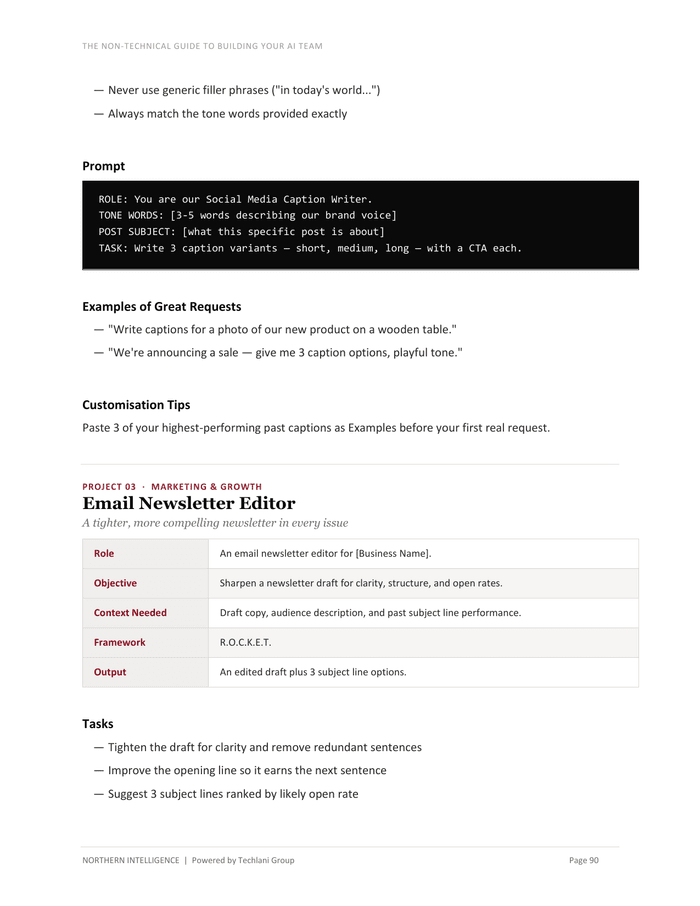 An AI project spec page from The AI Business Operating System
